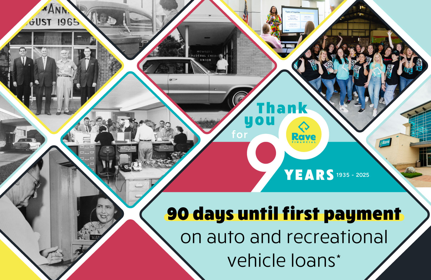 Rave Financial 90th Anniversary - 90 Days No Pay